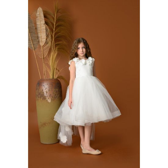 صورة فستان بناتي سهرة ورد - M3574